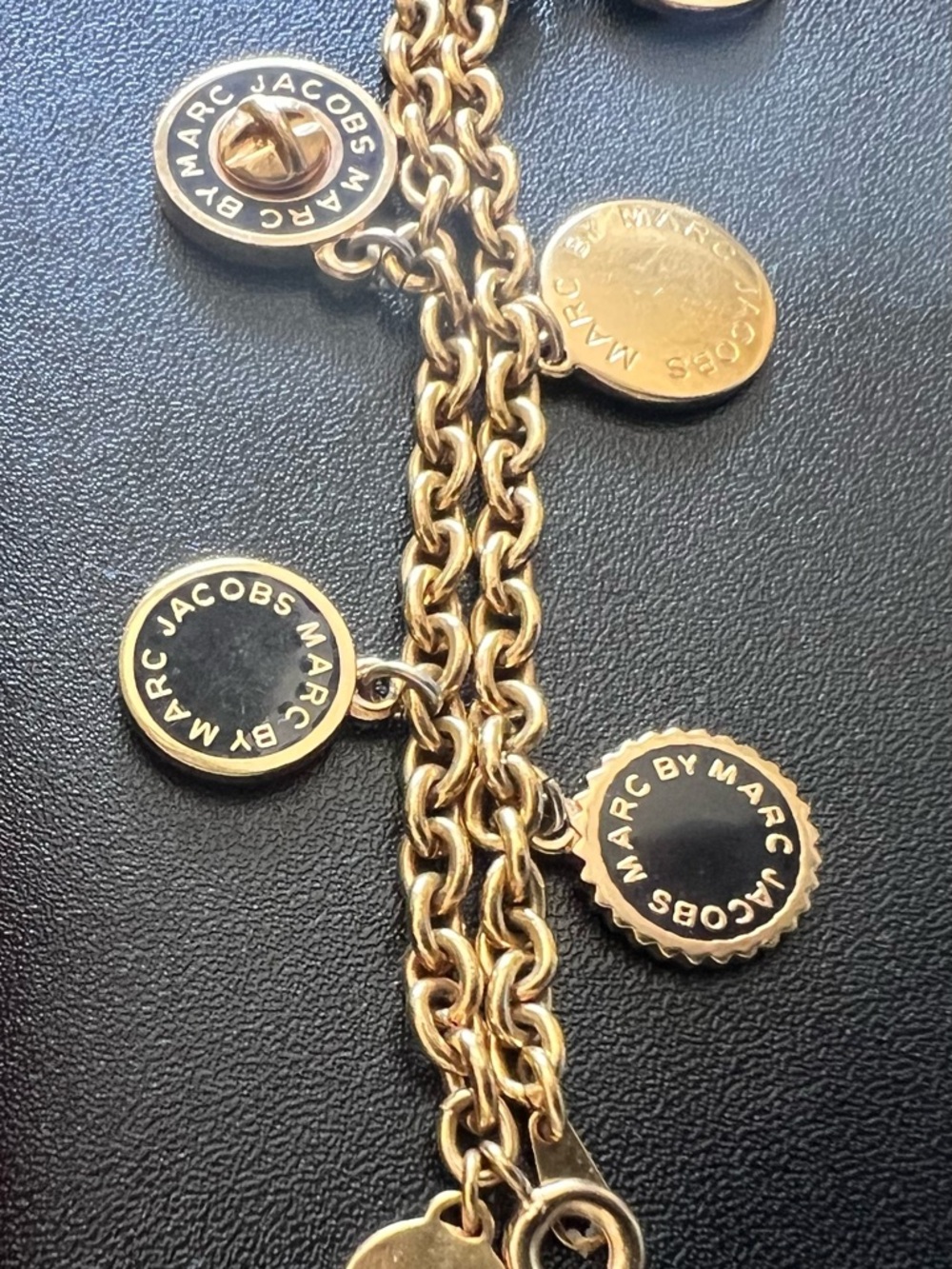 Marc by Marc Jacobs Gold-Tone Logo Disc Charm Bracelet RETAILS $159 SOLD OUT! - Picture 5 of 8